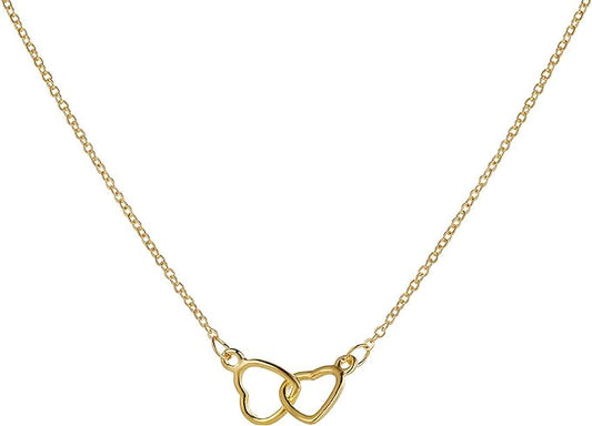 Collar de doble anillo de corazón oro