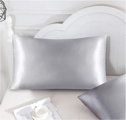 Funda de almohada satén gris para modelo ( Almohada ergonómica antiestrés )