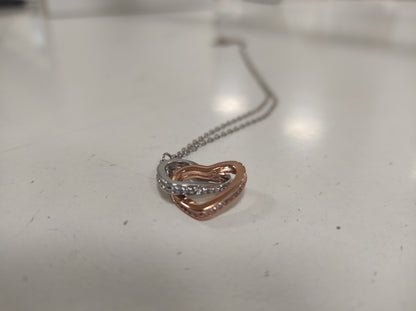 Collar de doble anillo de corazón bicolor - additional image 1