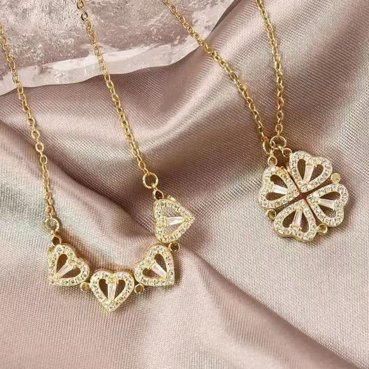 Collar con colgante de trébol transformable oro