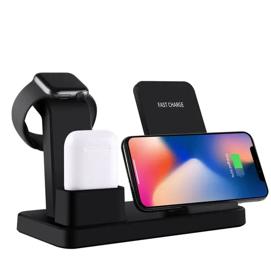 Cargador inalámbrico 3 en 1: carga teléfono, reloj y audífonos al mismo tiempo