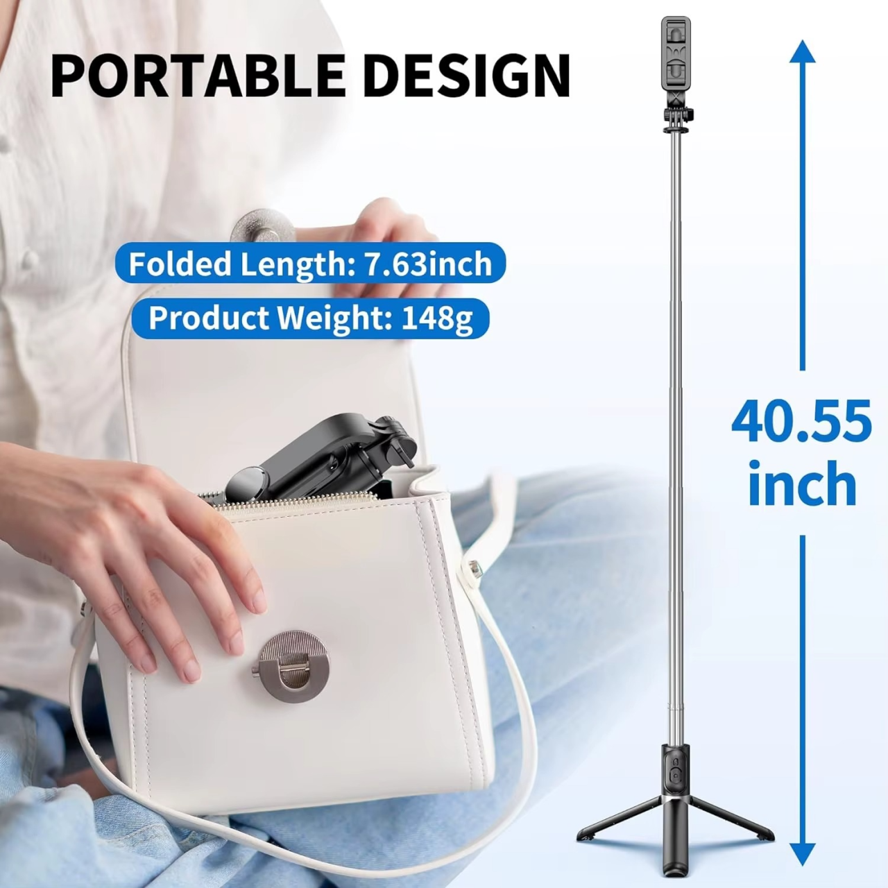 Palo selfi extensible Q02 con soporte estable.