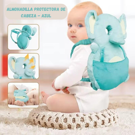 Almohadilla anticaída de elefante azul para bebé