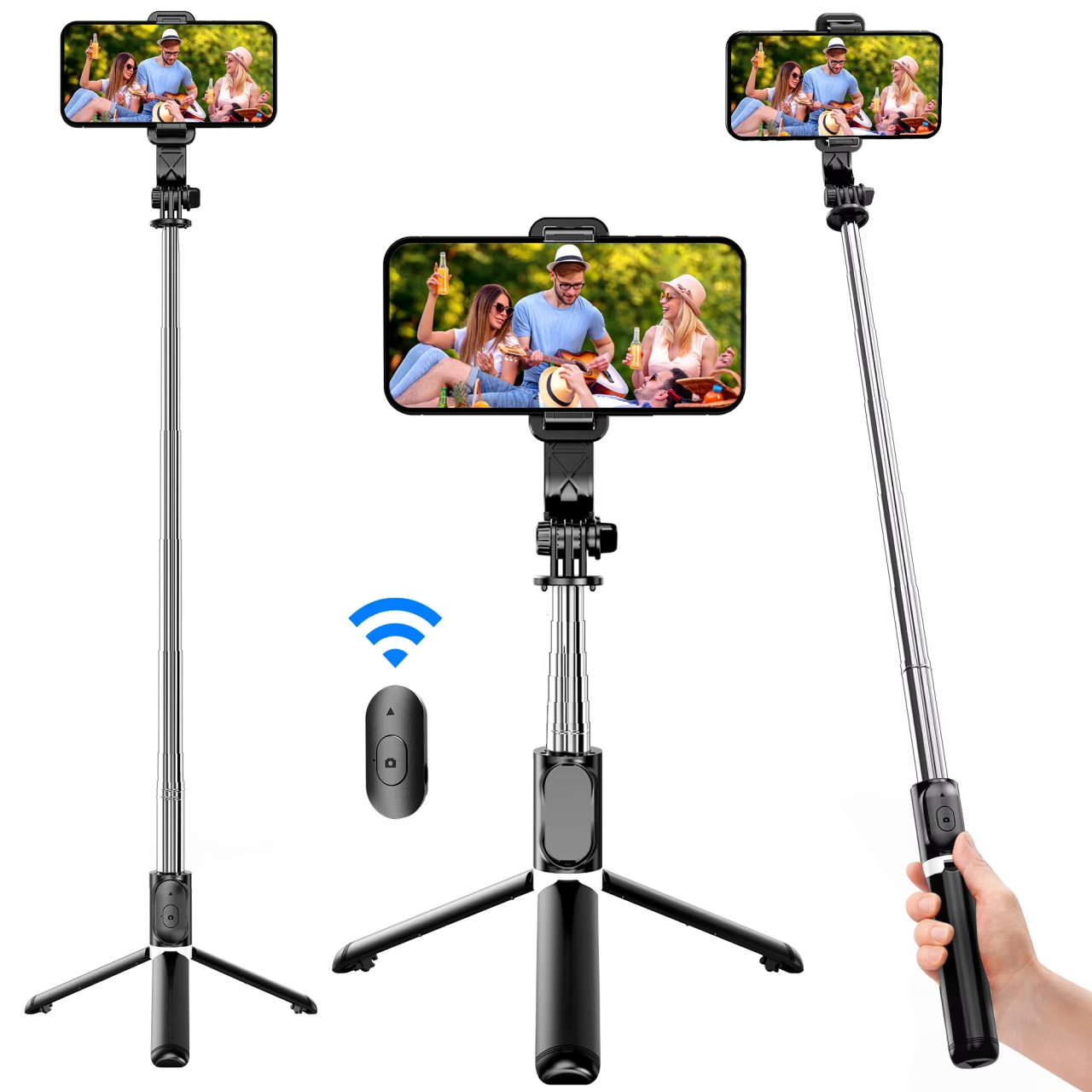 Palo selfi extensible Q02 con soporte estable.