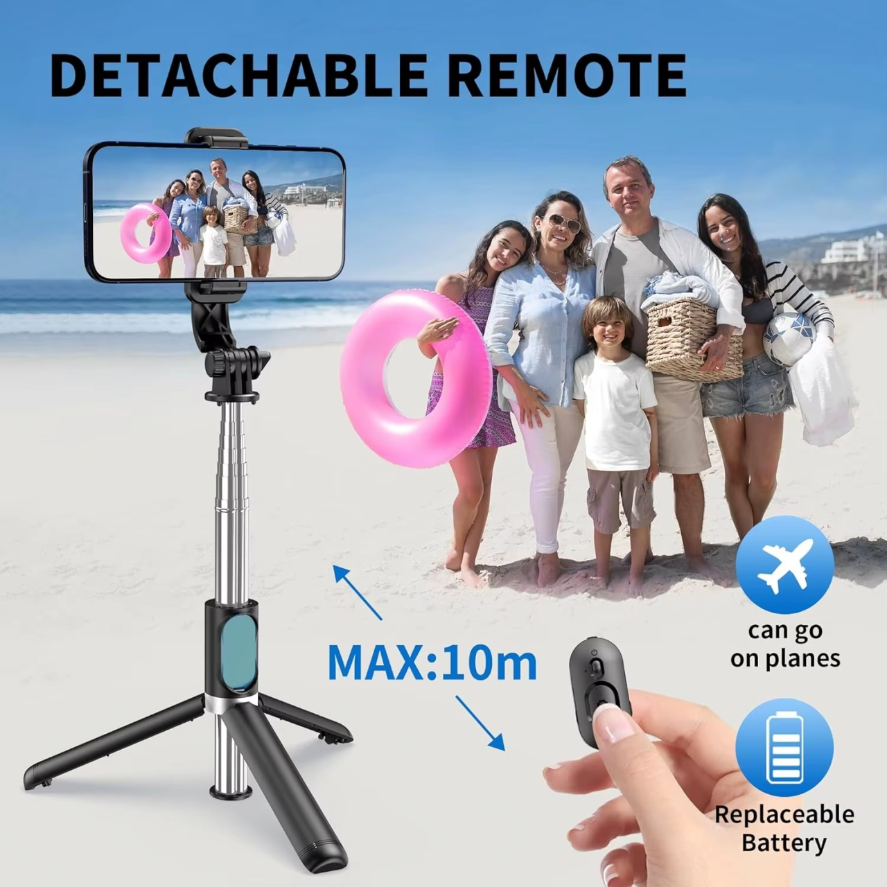 Palo selfi extensible Q02 con soporte estable.